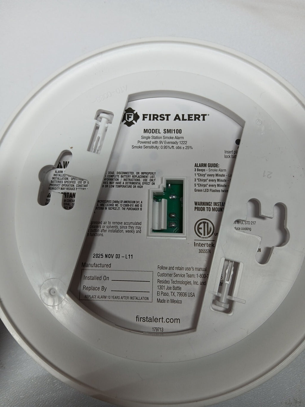2PK First Alert SMI100-AC  Smoke Detector & Alarm, AC Powered  Battery Backup