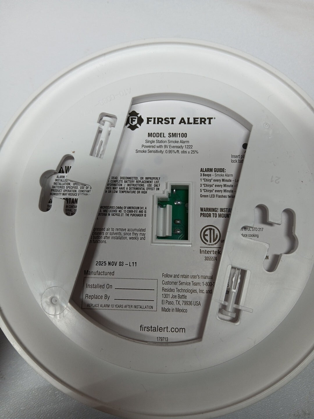 2PK First Alert SMI100-AC  Smoke Detector & Alarm, AC Powered  Battery Backup