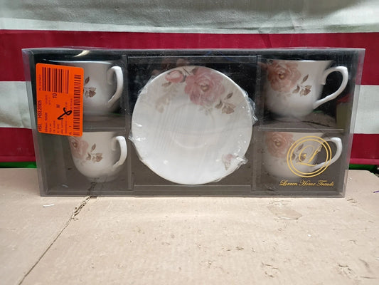Lorren Home Trends Floral SOPHIE 8 pc Coffee Cup and Saucer Set, Service for 4