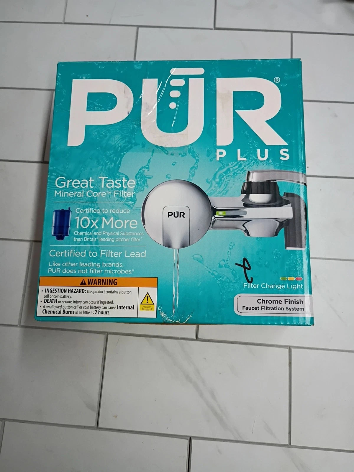 PUR Plus Faucet Mount Water Filter System Mineral Core Lead Reduction Chrome OB