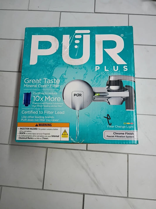PUR Plus Faucet Mount Water Filter System Mineral Core Lead Reduction Chrome OB