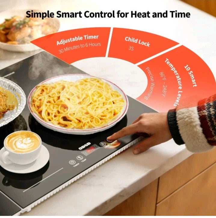 Food Warmers for Parties Buffet, 47"x15" Extra-Long Warming Mat for Food 3-in-1
