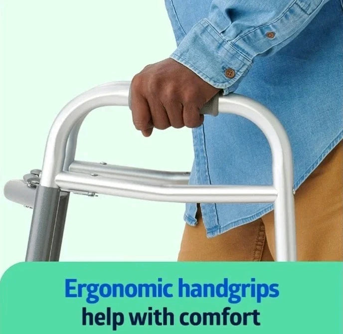 Medline Lightweight Two Button Folding Walker with 5" Wheels Open Box