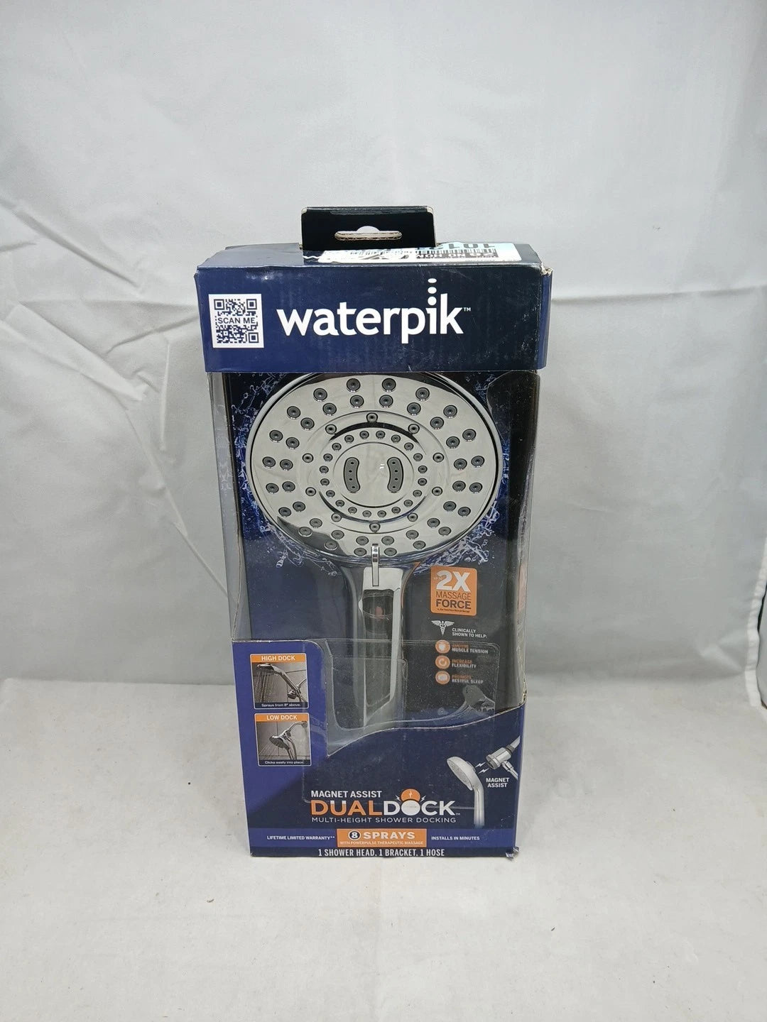 Waterpik 8-Spray Wall Mount Magnet Multi Height Handheld Shower Head 1.8 GPM.
