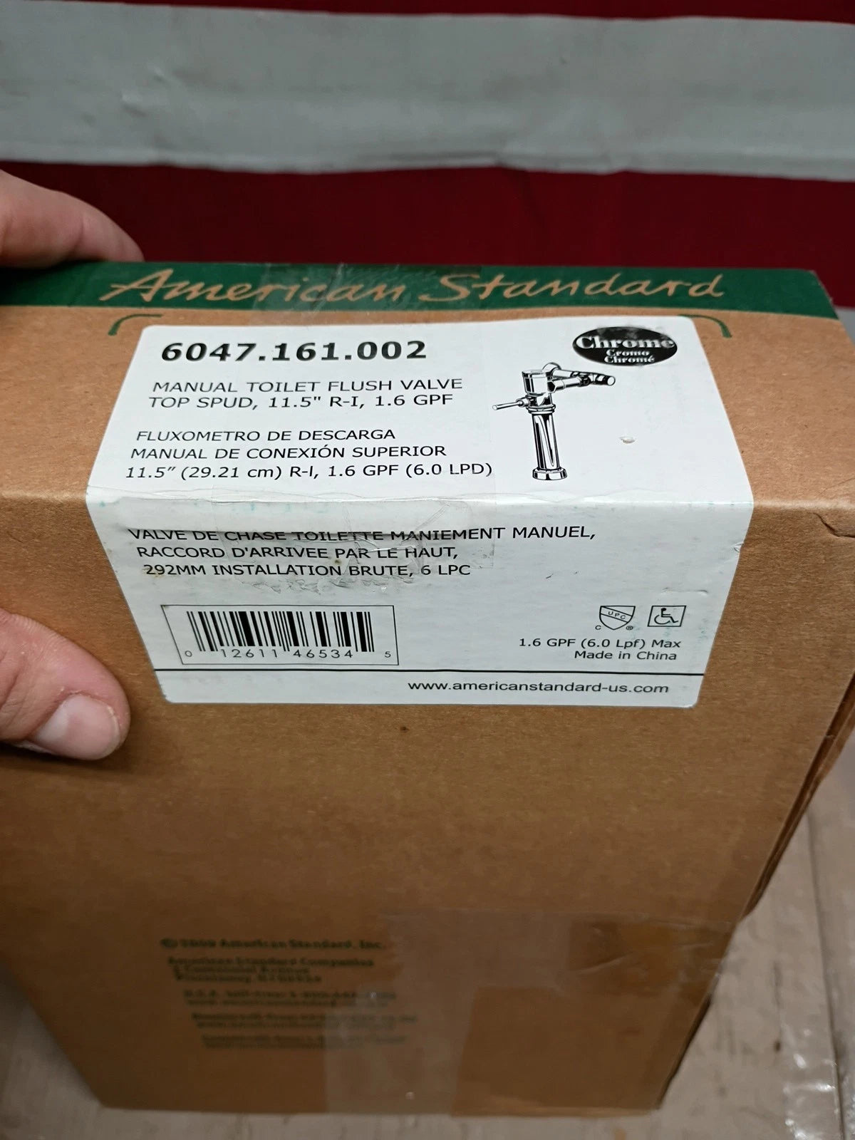 American Standard 6047161.002 1.6 GPF Exposed Manual Flushometer 1-1/2" Top Spud