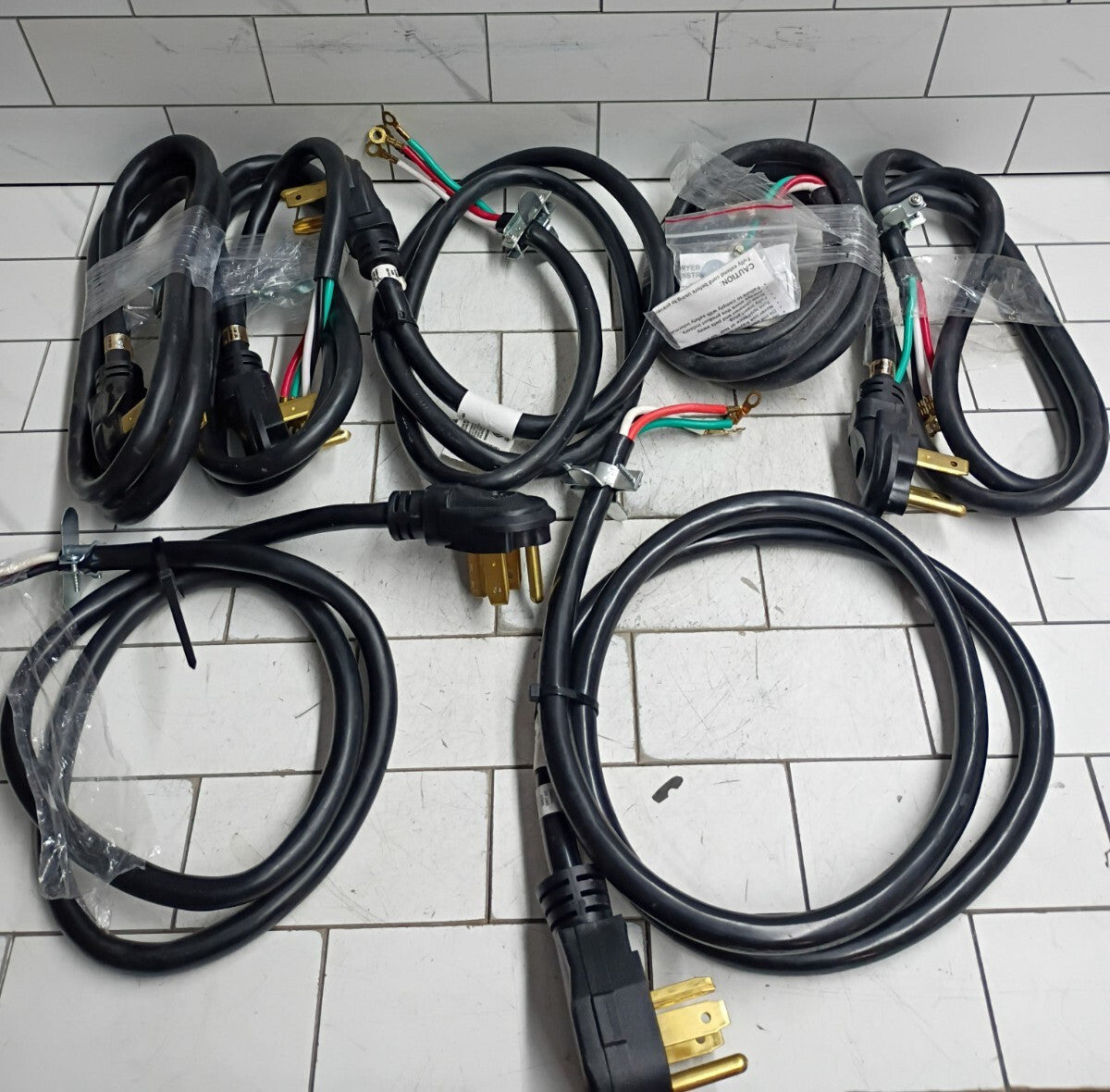 (7 Pack) Electric Dryer Cord Connector 4 Prong 30 Amp PVC Black 6ft" Cord OB