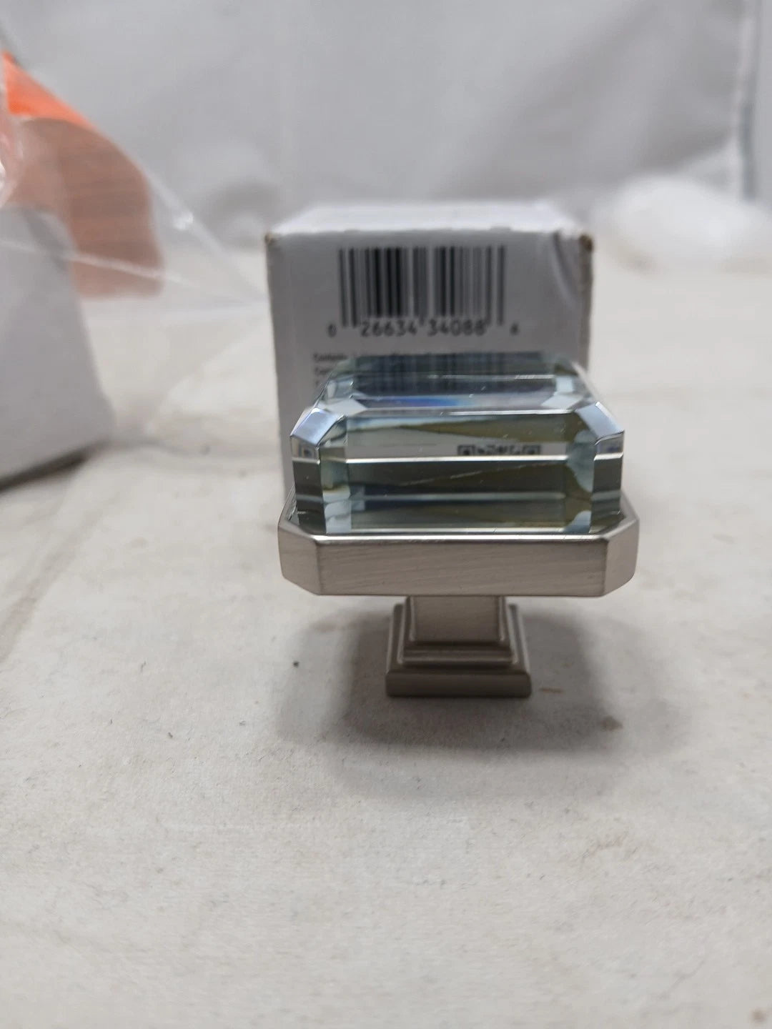 (1) Glacio Clear Satin Nickel Cabinet Knob BP36975CG10 Drawer OB New