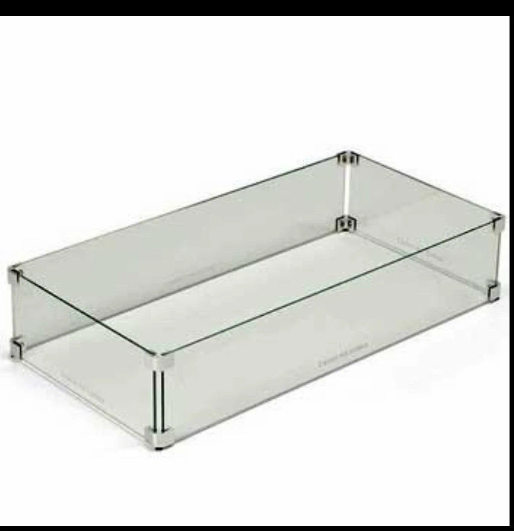 32.7”X7.1”X2.4” fire pit glass wind guard clear with aluminum connectors.