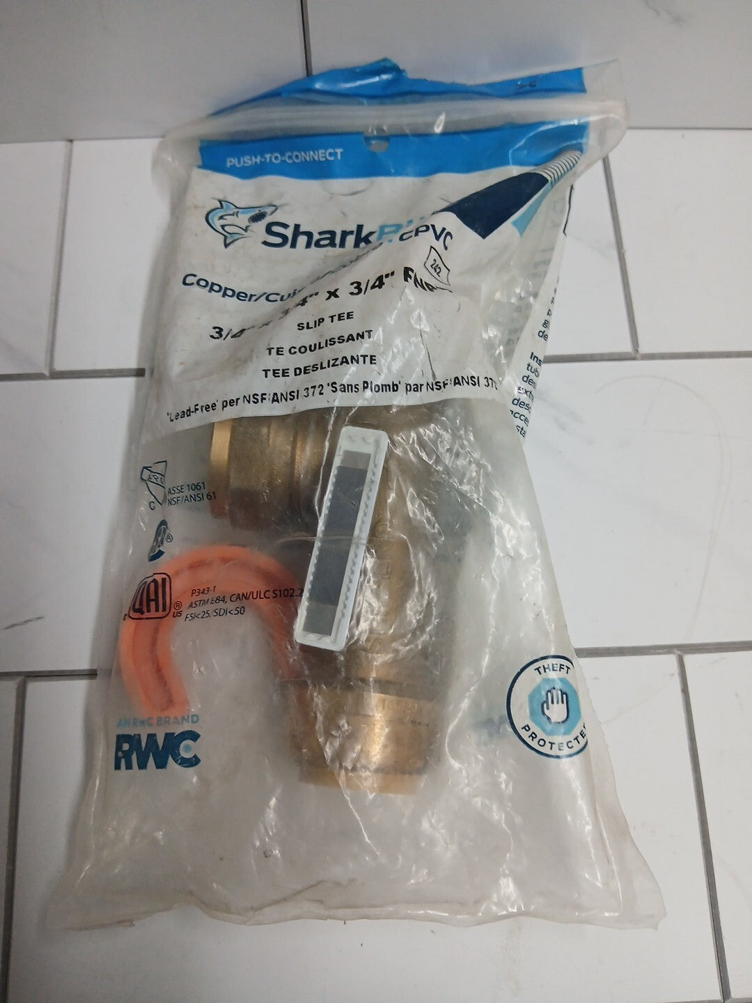 9pck SharkBite U3482LFA 3/4 in TEE Push-to-Connect x Push-to-Connect x FIP Brass
