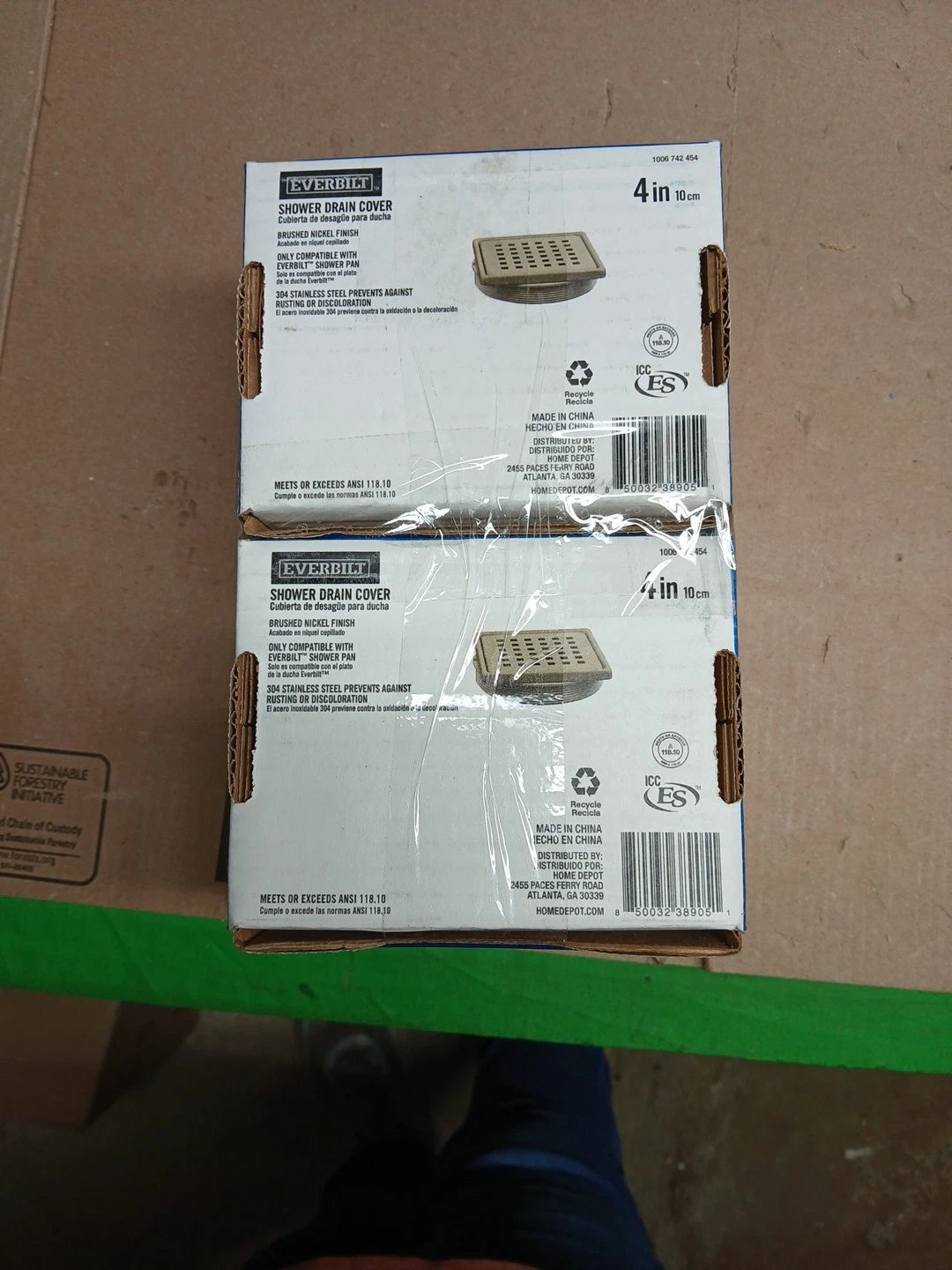 LOT Of 6 Everbilt Watershield Shower System 4 in. Brushed Nickel Square Drain