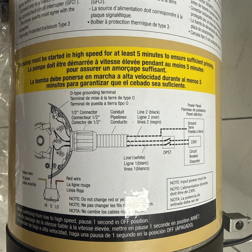 K2 Pumps PP|10001SPK Pool Pump 1HP Self Priming Two Speed 230V 75GPM New OpenBox