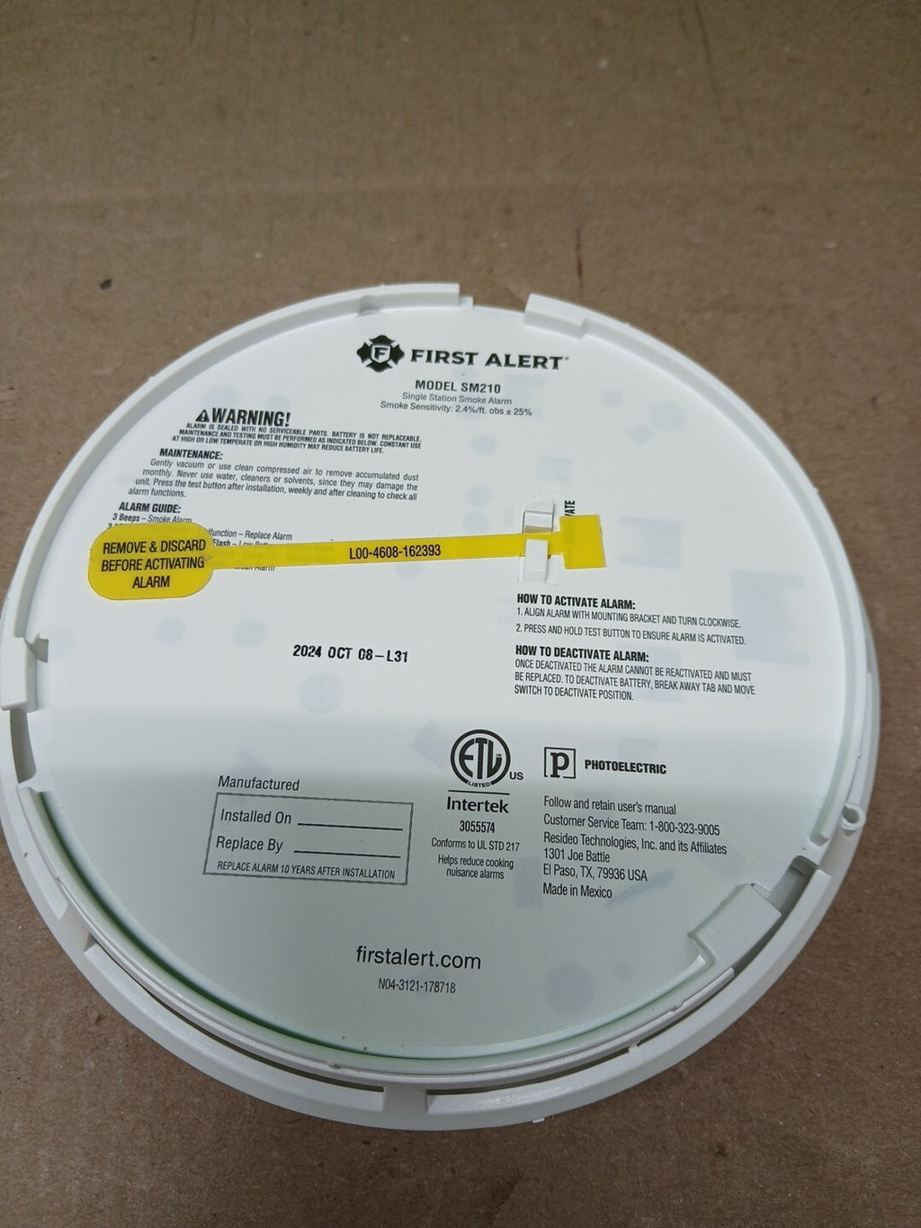 First Alert BRK 1046740 Smoke Alarm Slim Profile Design NEW OPEN BOX