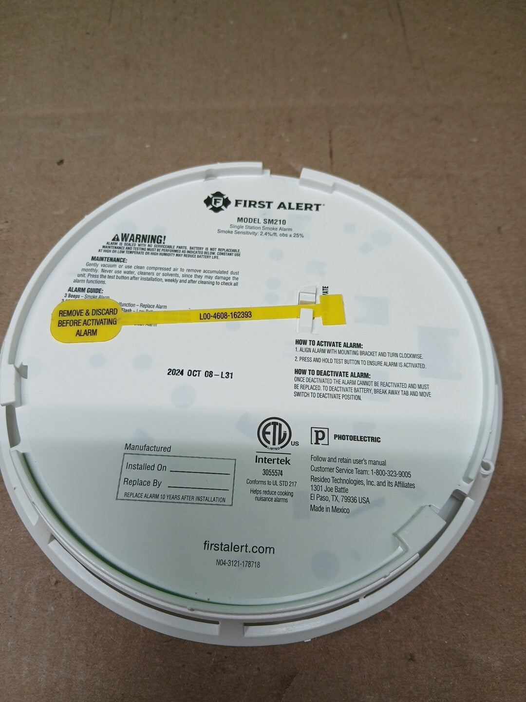 First Alert BRK 1046740 Smoke Alarm Slim Profile Design NEW OPEN BOX