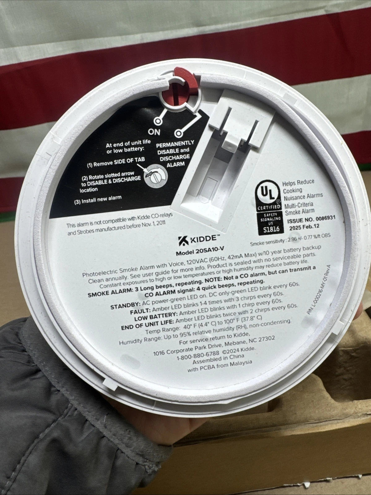 Kidde Smoke Detector Hardwired White 20SA10-V 10-Year Battery Voice Alerts
