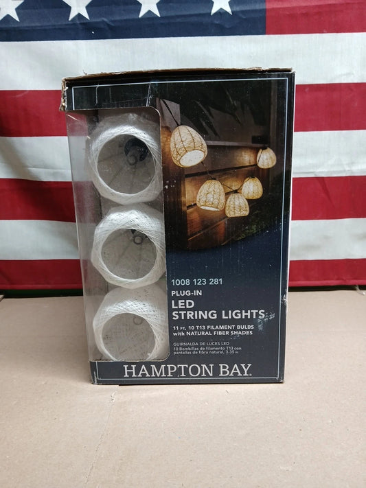 Hampton Bay 11 ft. Plug-In Mini Bulb LED Natural Fiber String Light (10-Heads)