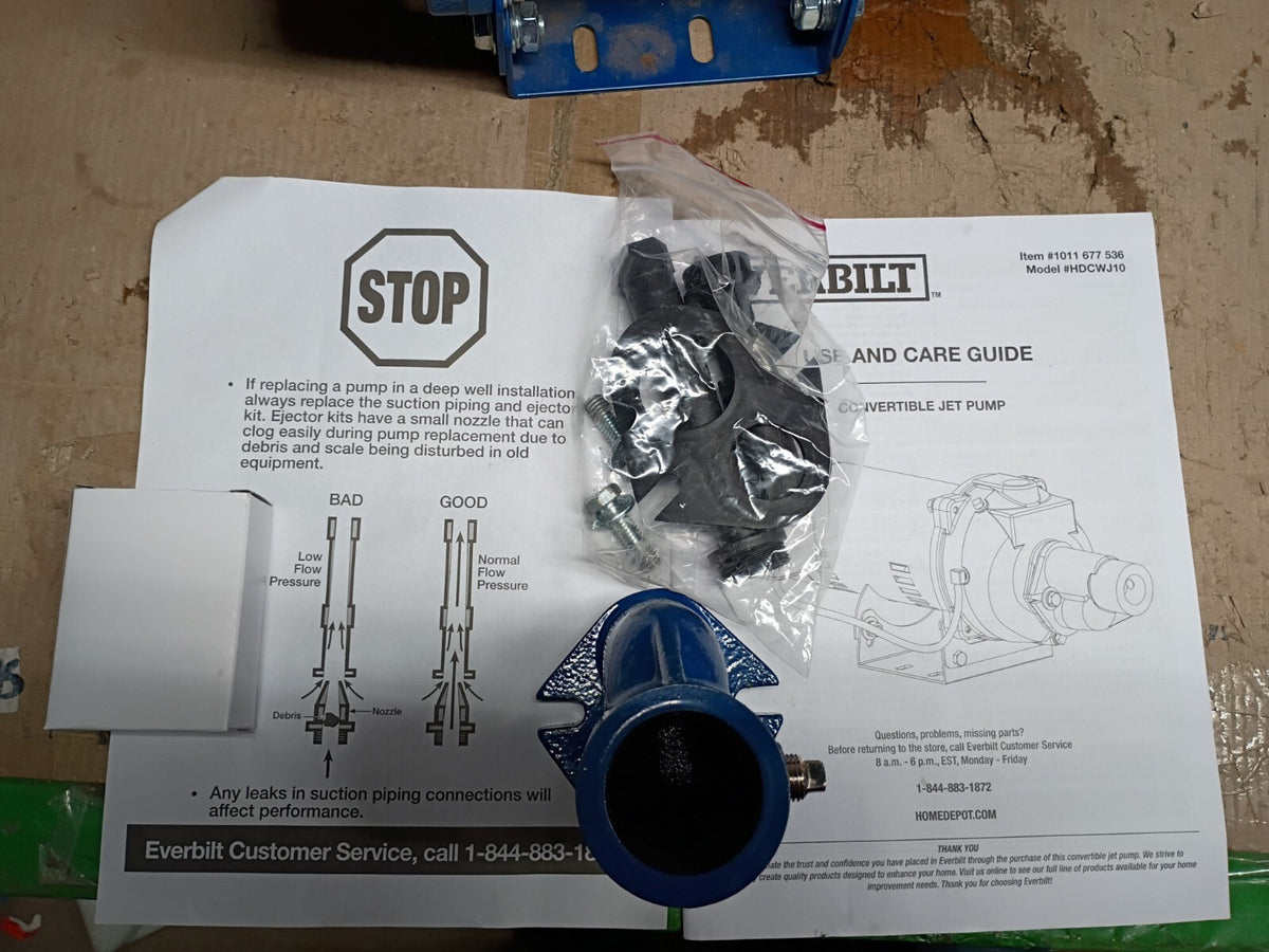 Everbilt 1 HP Professional Convertible Jet Pump Model # 1011677536 FOR PARTS