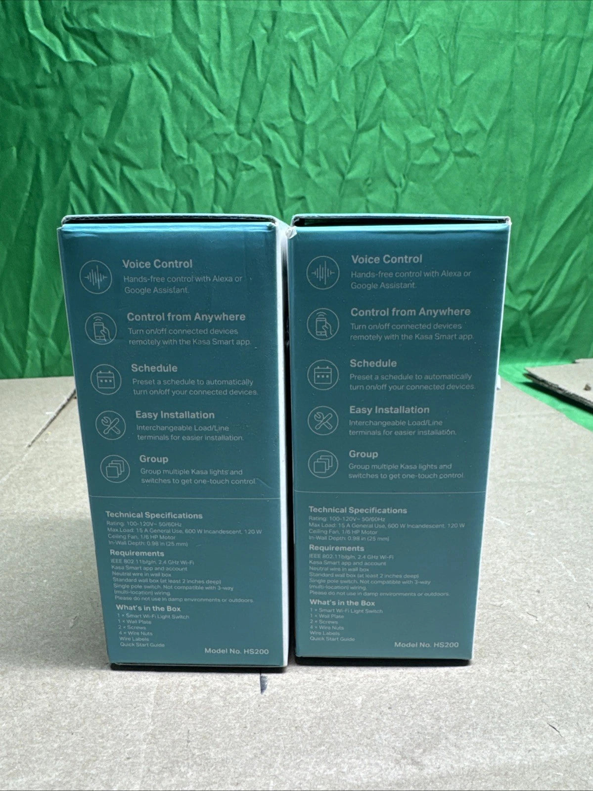 2Pk Tp-Link Kasa Smart Light SwitchHS200,Single Pole,Needs Neutral Wire,2.4GHz W