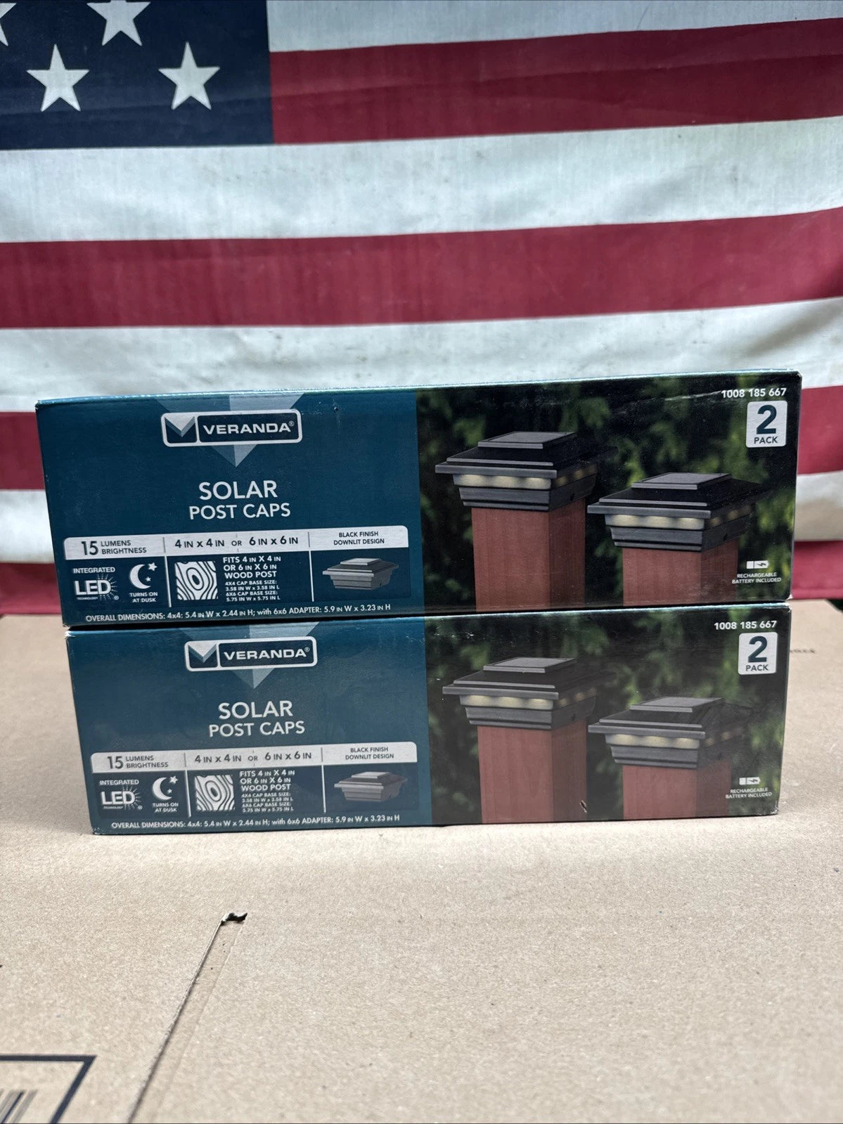 4 Pack of Veranda 1002 964 064 Black Finish LED Durable Solar Post Caps 4X4