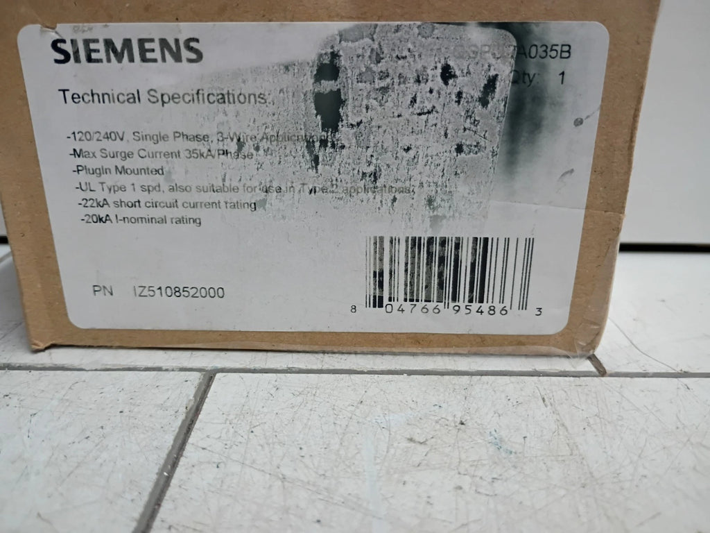 Siemens Boltshield 2-Pole Plug-in Whole Home Surge Protection(QSPD2A035B) OB