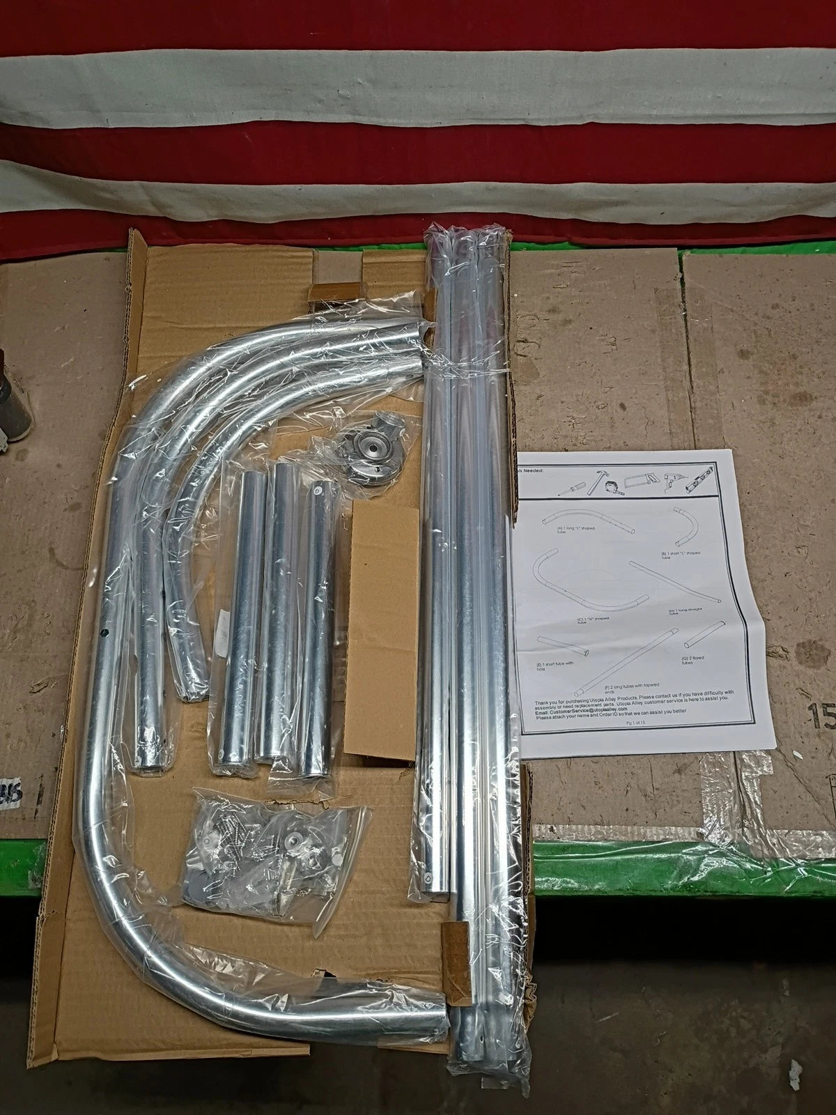 Utopia HP1SS Alley Hoop Shower Rod For Clawfoot Tub, Chrome 46" x 22", Open Box,