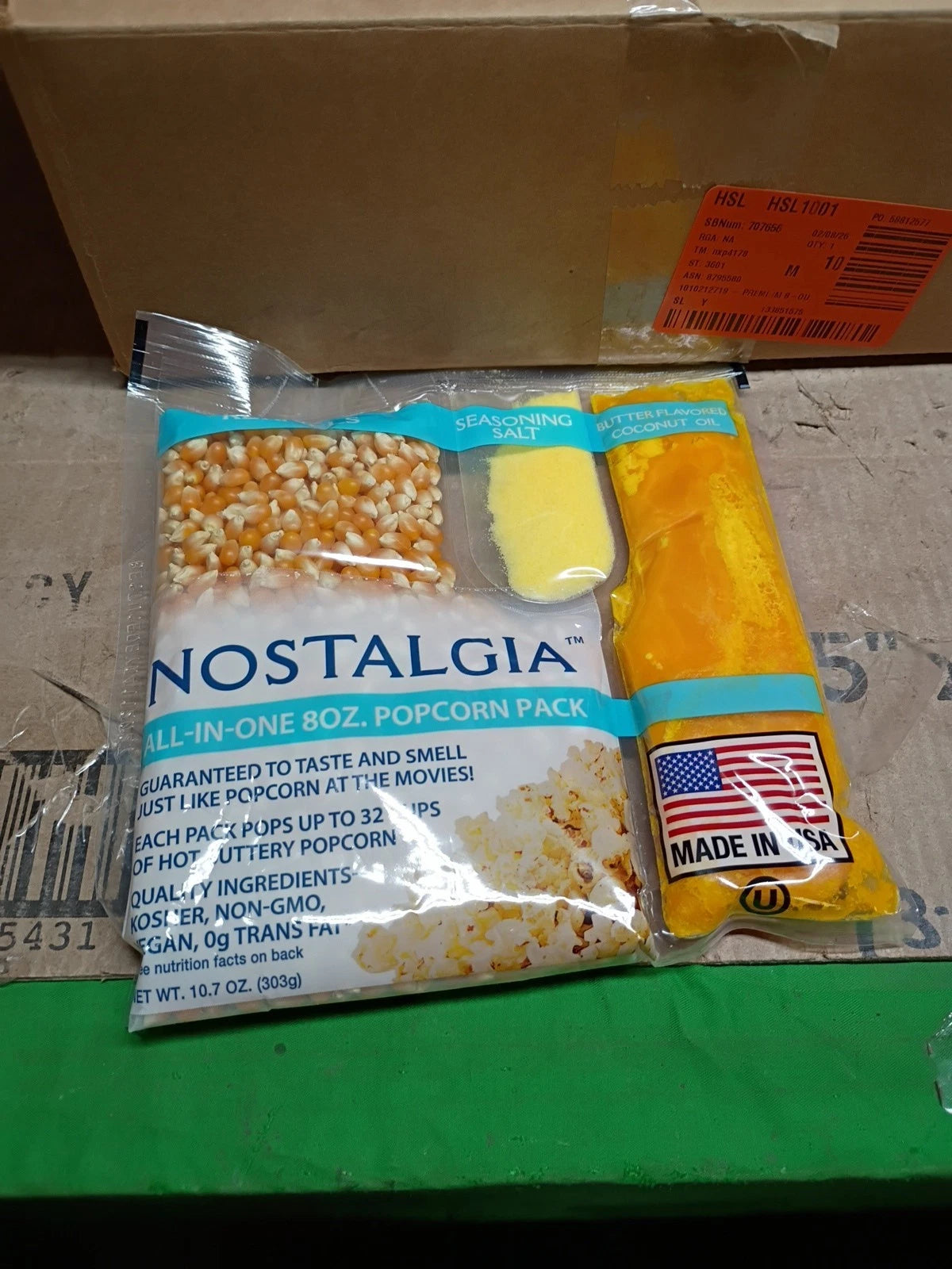 24 Pk Of 10 Oz Nostalgia Popcorn Kernels, Seasoning Salt, & Butter Flavored C...