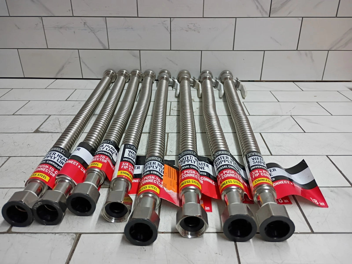 4 Sets Of Everbilt 3/4 in x 3/4 in. FIP 18" Water Heater Connection Kit NOB