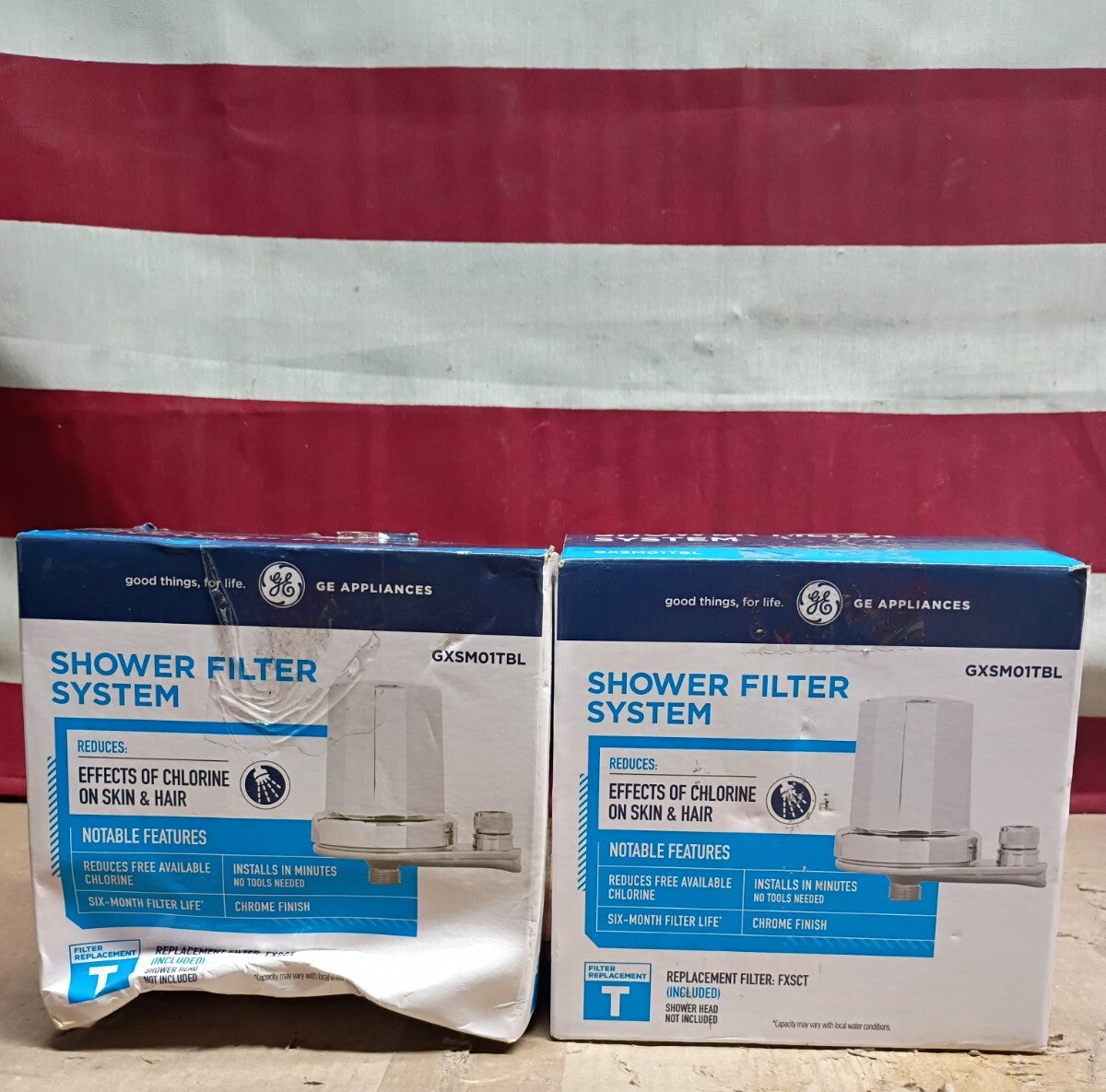 2pk GE Shower Filtration System Filter Included Chrome 1/2" GXSM01TBL Open Box