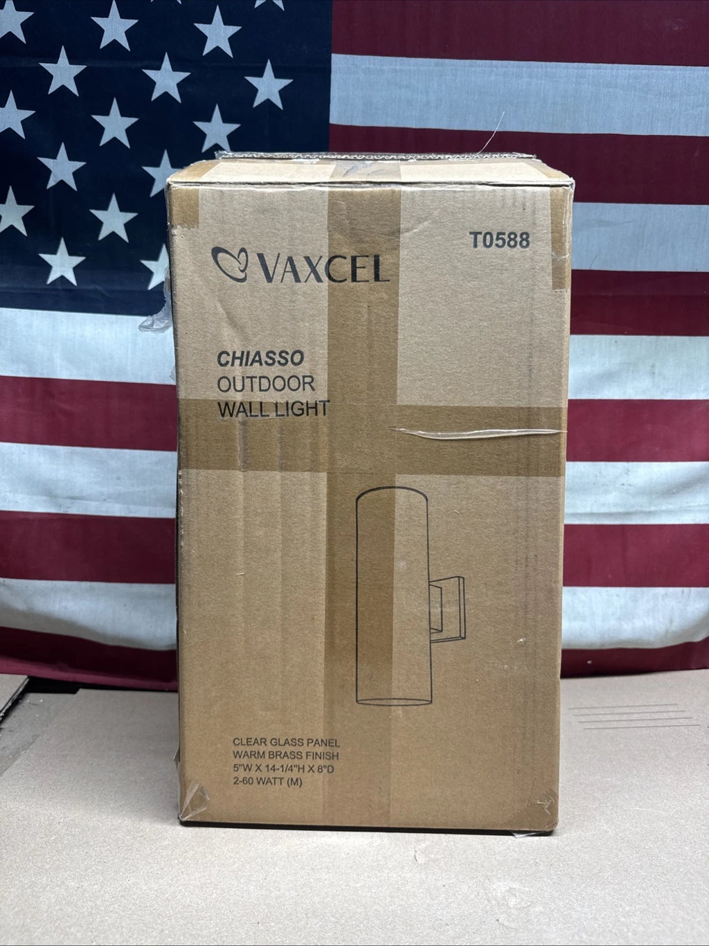 Vaxcel Chiasso 1 Light 14.25" Outdoor Wall Light, Warm Brass/Clear Cover -T0588.