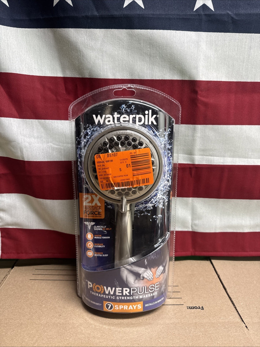 Waterpik PowerPulse Massage Hand Held Shower Head Brushed Nickel 7 Settings OB