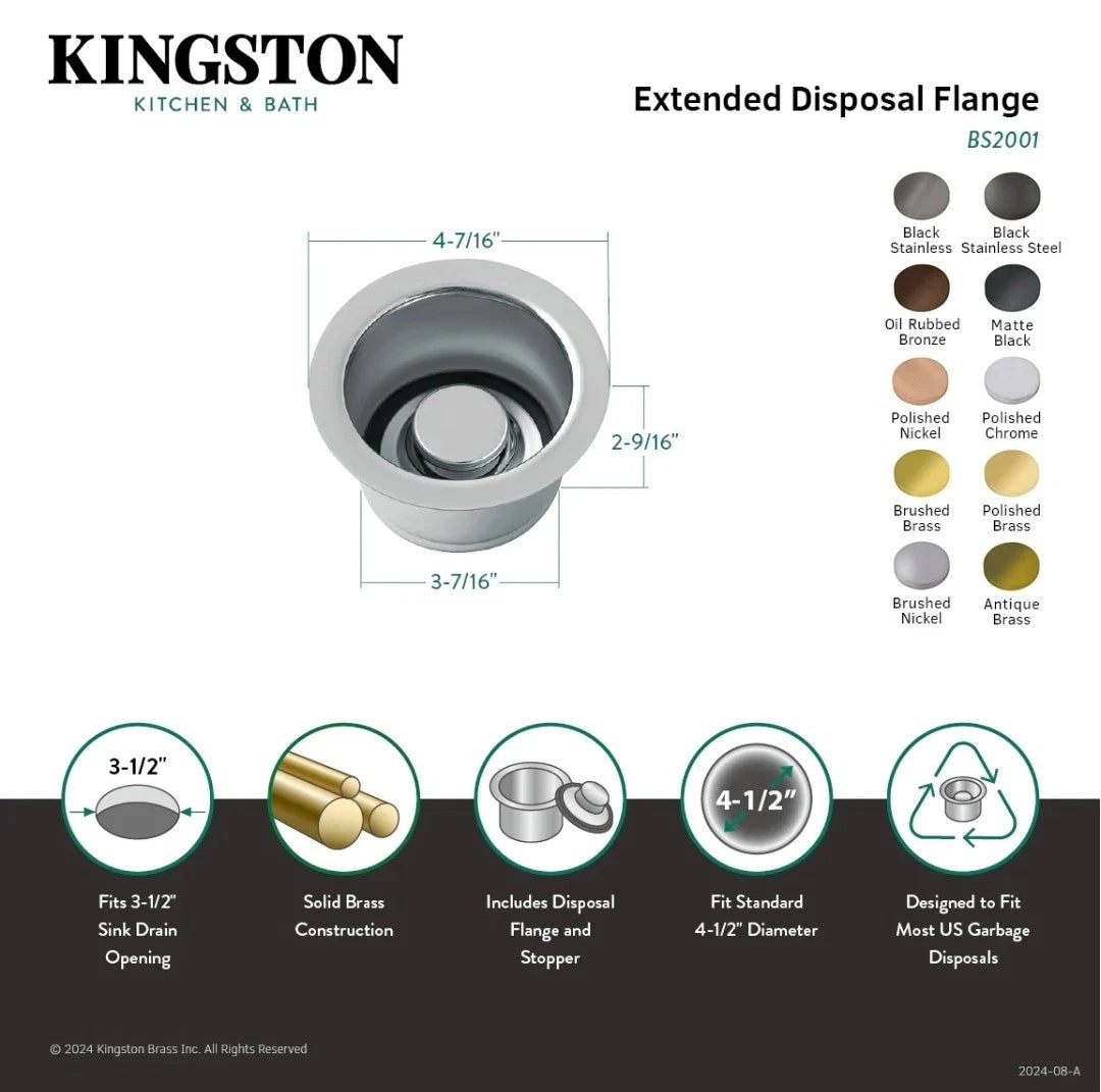 Kingston Brass BS200 Made To Match Extended Disposal Flange - Brass NEW