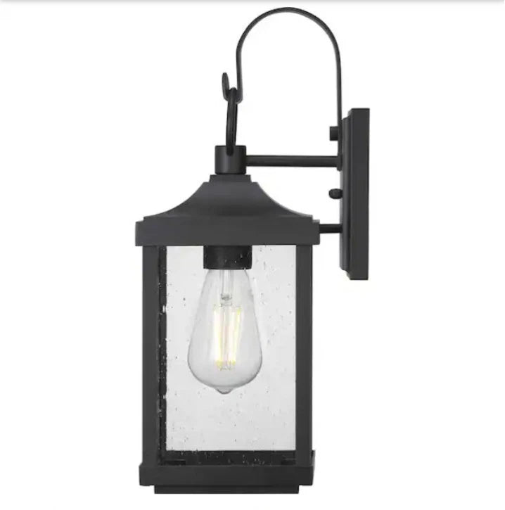 Progress Lighting Park Court 15 in. 1-Light Textured Black Outdoor Wall Lantern