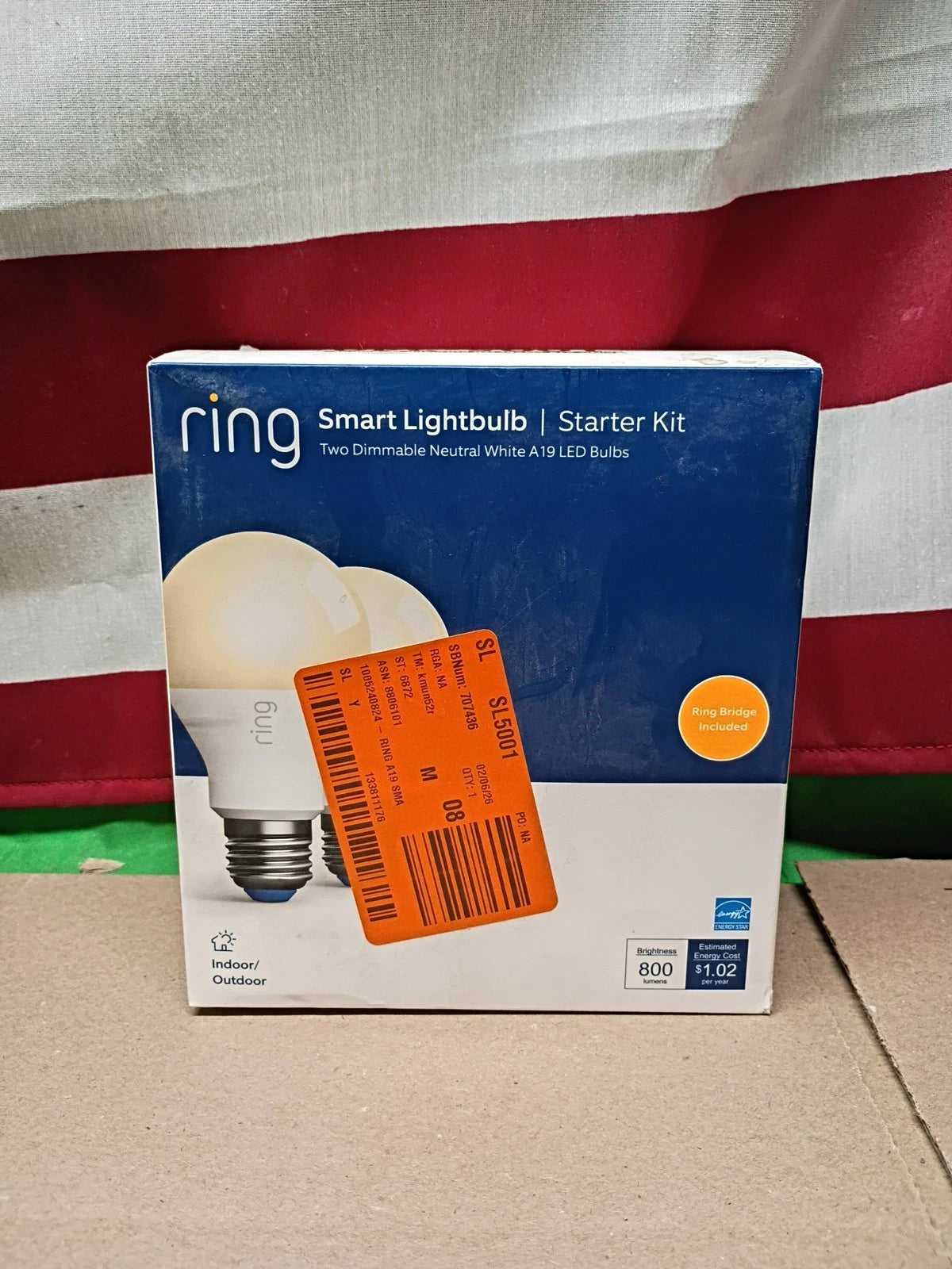 2pck Ring Smart LED Light Bulb Starter Kit With Bridge A19 60W Equivalent