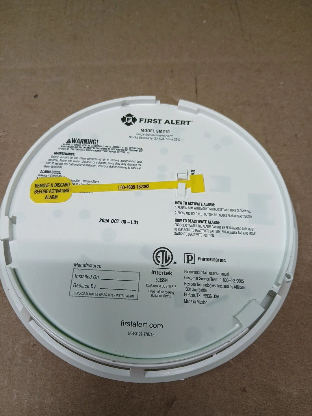 First Alert BRK 1046740 Smoke Alarm Slim Profile Design NEW OPEN BOX