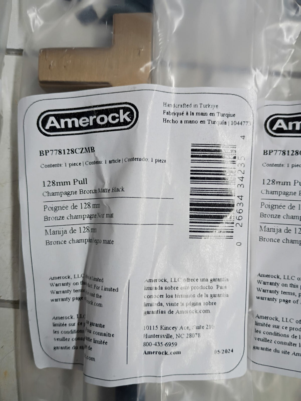 6pk Amerock BP778128 Urbanite 5-1/16" Center to Center Bar Cabinet Champagne New