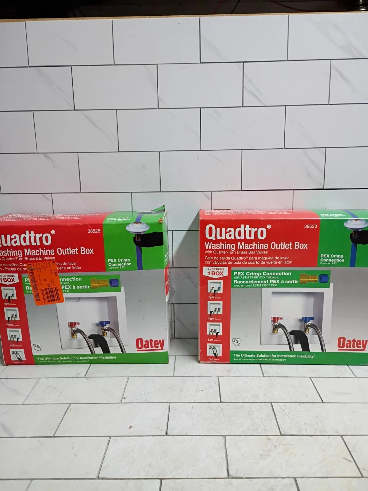 2 Pack Oatey Quadtro 38528 Washing Machine Outlet Box 1/4" Turn x 2" Hub OB..