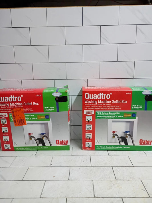 2 Pack Oatey Quadtro 38528 Washing Machine Outlet Box 1/4" Turn x 2" Hub OB..