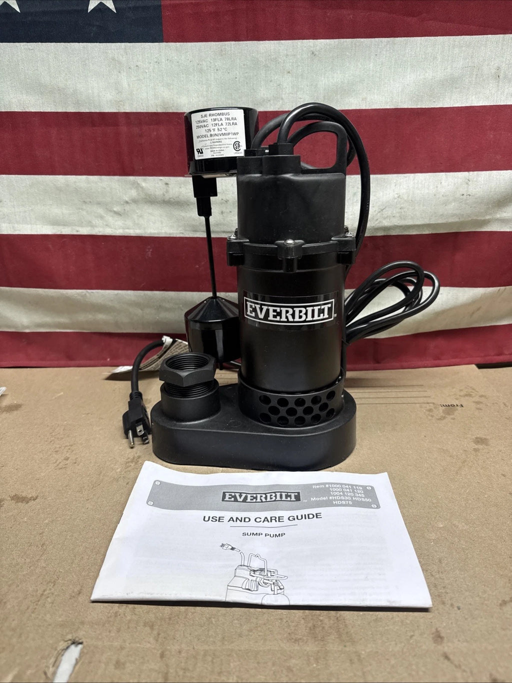 Everbilt HDSP25V 1/4 HP Aluminum Submersible Sump Pump Vertical Switch Open Box