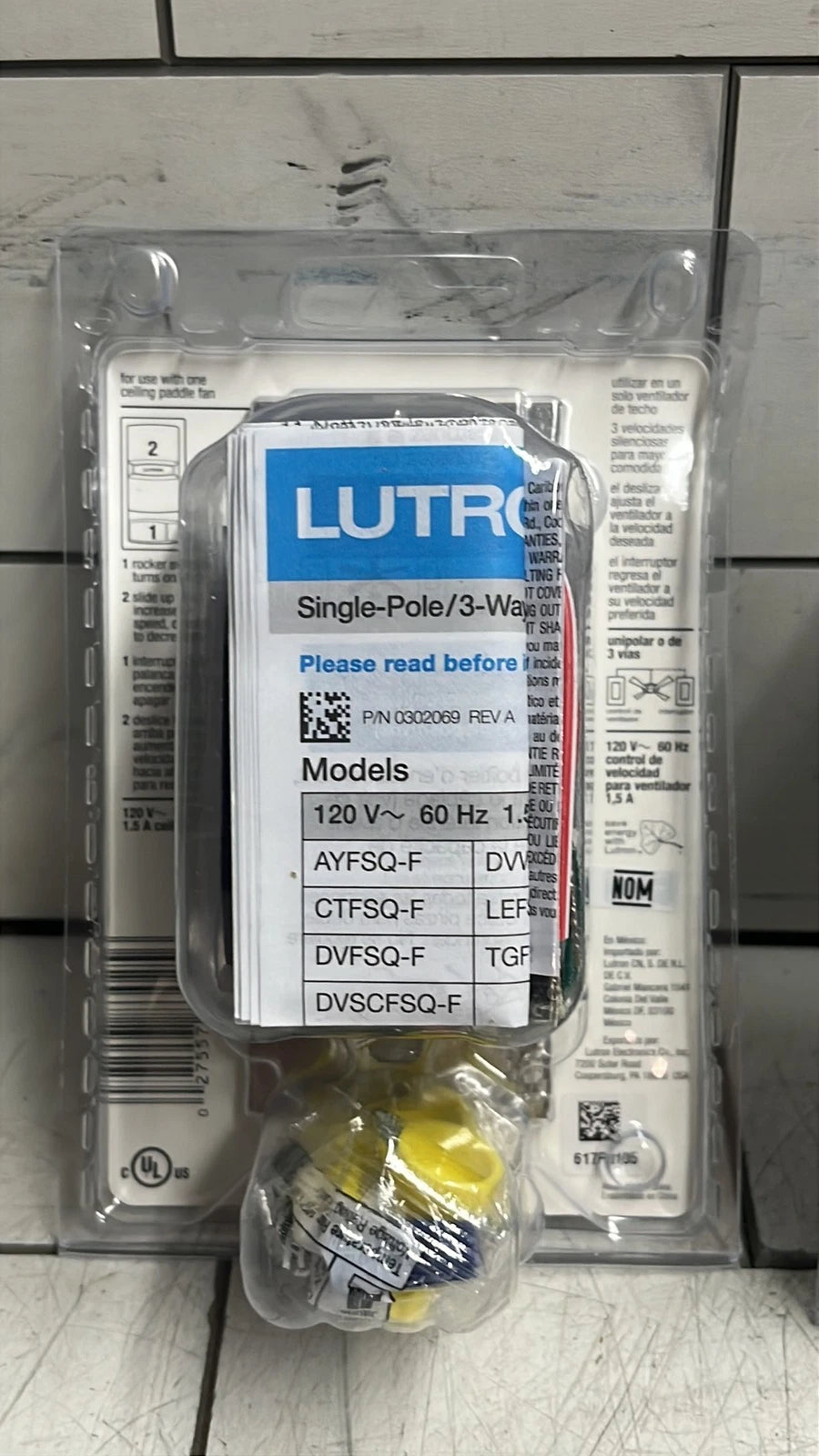 3PK Lutron Skylark CTFSQ-FH-WH 3-Speed Fan Control White P1 New