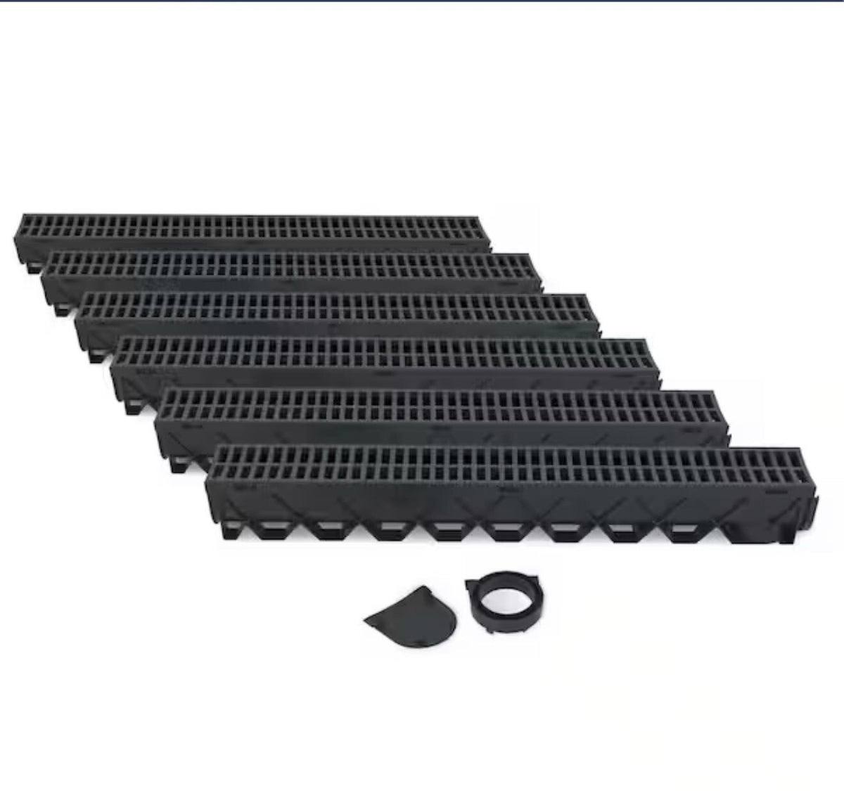 6-PACK RELN 003118 Storm Drain 5"x39.4" Channel Drain Kit w/ Black Grate
