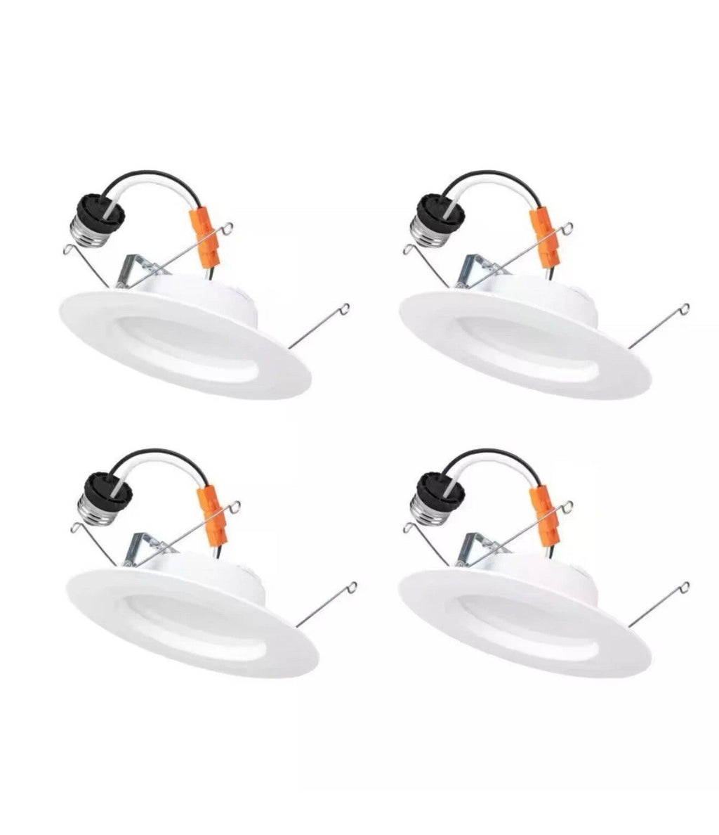 Commercial Electric 5/6" LED Recessed Retrofit Light Trim Selectable CCT 4-Pack
