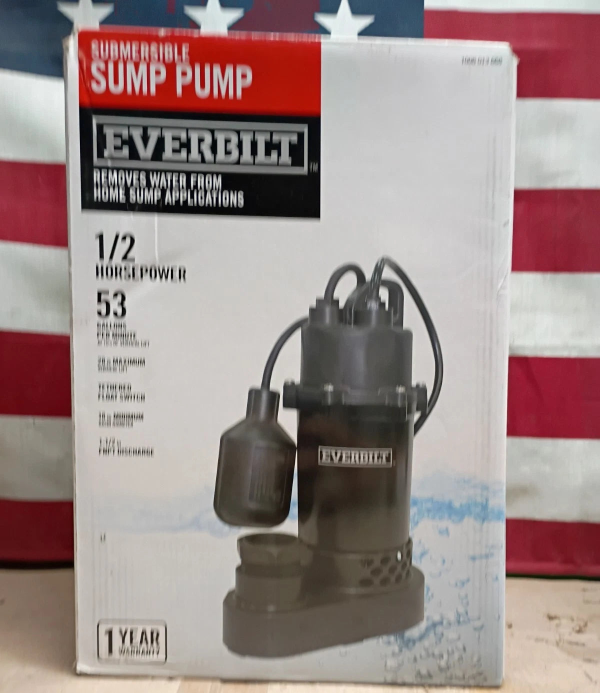 Everbilt HDSP50W 1/2 HP Submersible Aluminum Sump Pump with Tethered Switch, OB