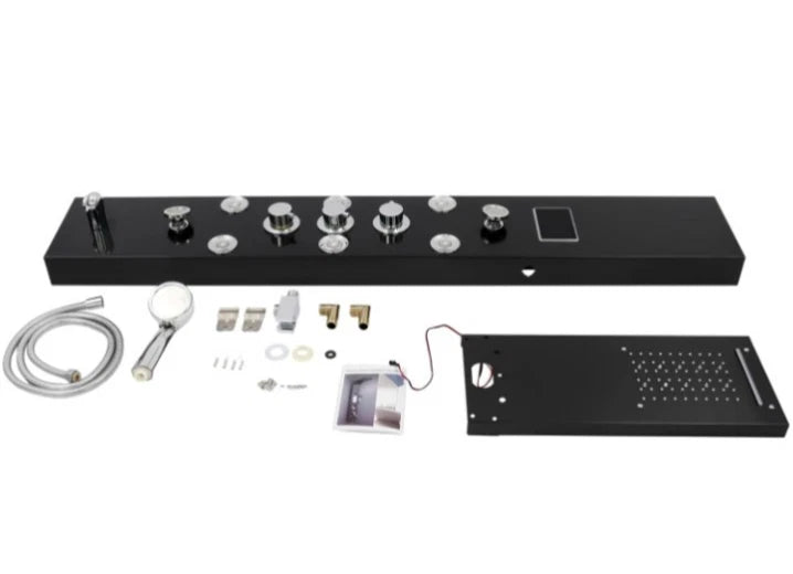 Black LED Shower Panel Tower System, 8 Body Massage Jets, Stainless Steel...