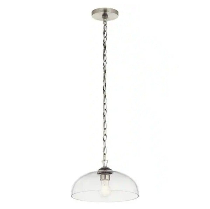Kichler Gineva 1-Light Pendant with Clear Glass in Brushed Nickel Open Box