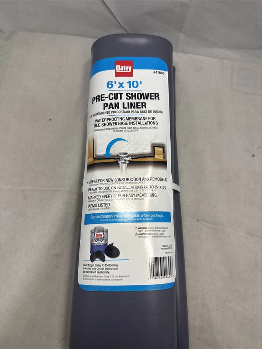 Oatey 41645 Shower Pan Liner 6' x 10' PVC, Gray NEW