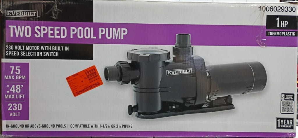Everbilt SPP10002-2SP 1 HP 2-Speed Pool Pump 230-Volt OPEN BOX