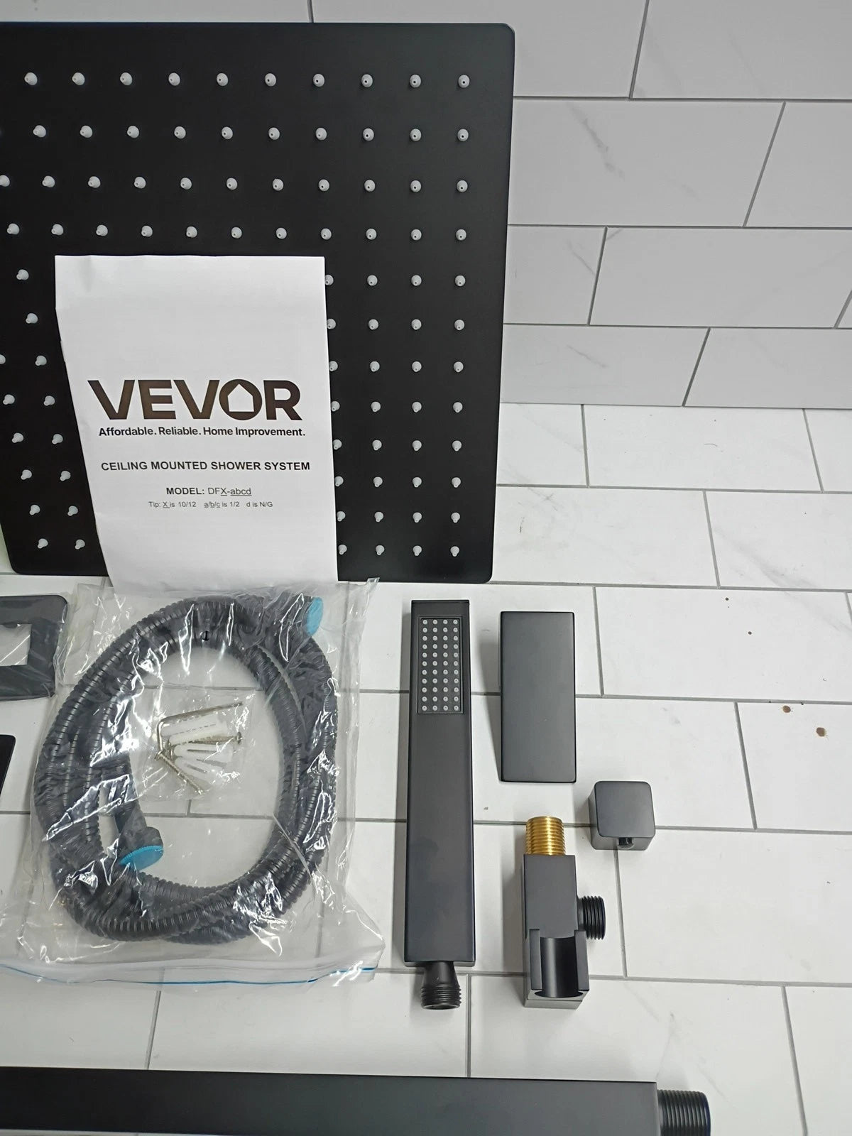 VEVOR Shower Faucet Set, 10 Inch Ceiling Mount Rainfall Shower System New OB