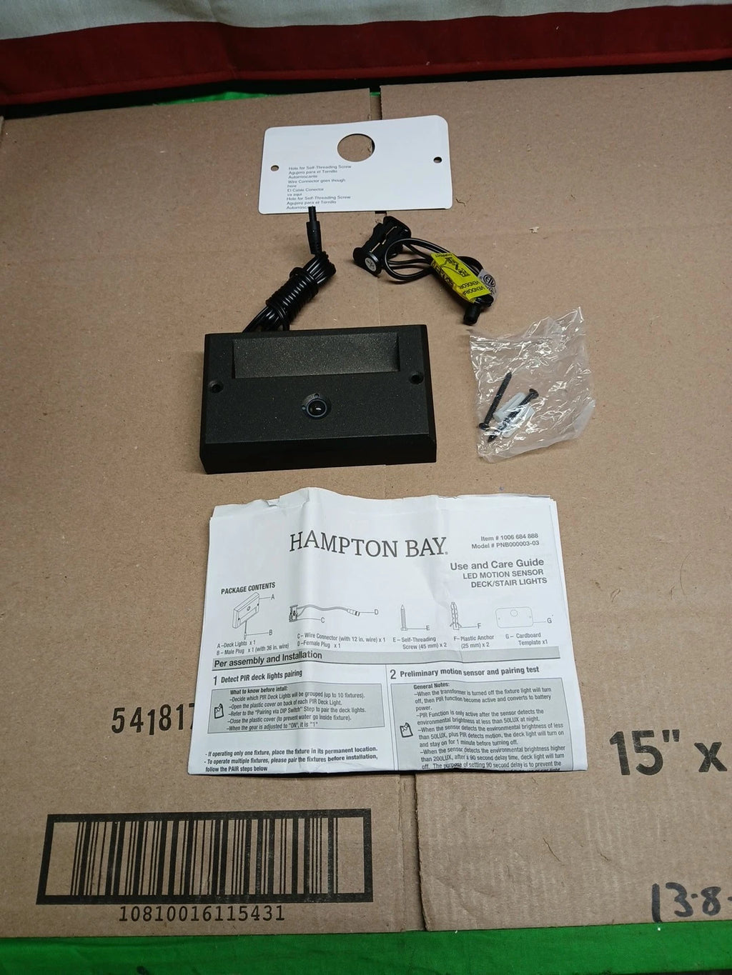 (2pk) Hampton Bay LED Motion Sensor Deck & Stair Light Low Volt Black Finish 12V