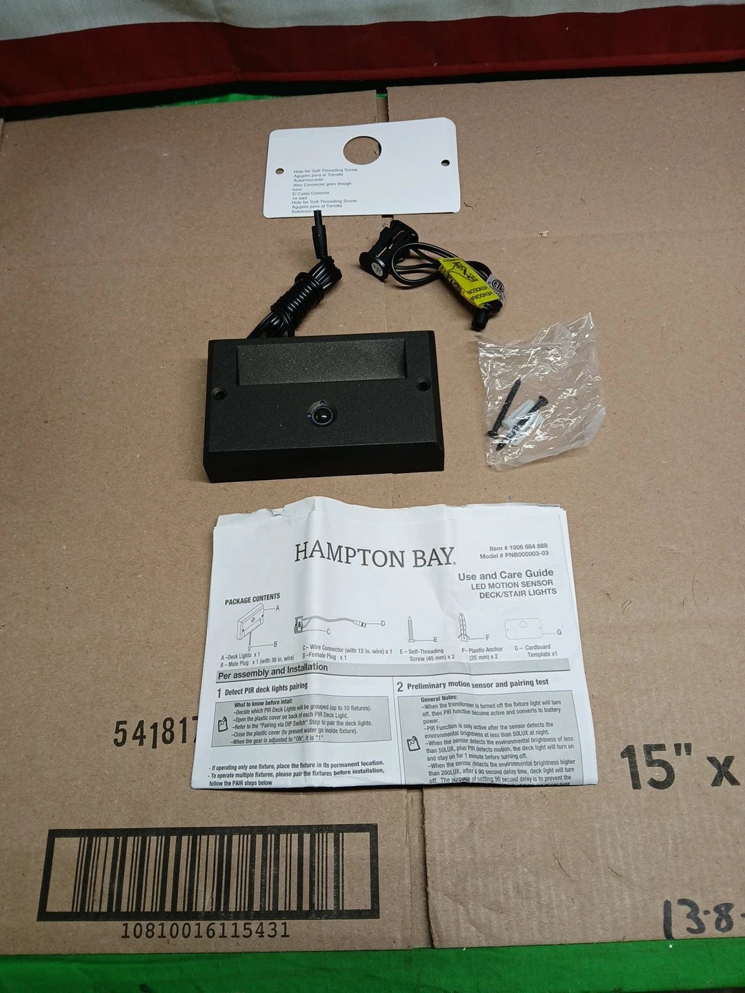 (2pk) Hampton Bay LED Motion Sensor Deck & Stair Light Low Volt Black Finish 12V