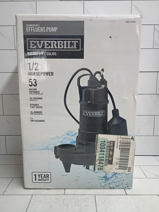 Everbilt HDEFR50W 1/2 HP Effluent Pump, Open Box