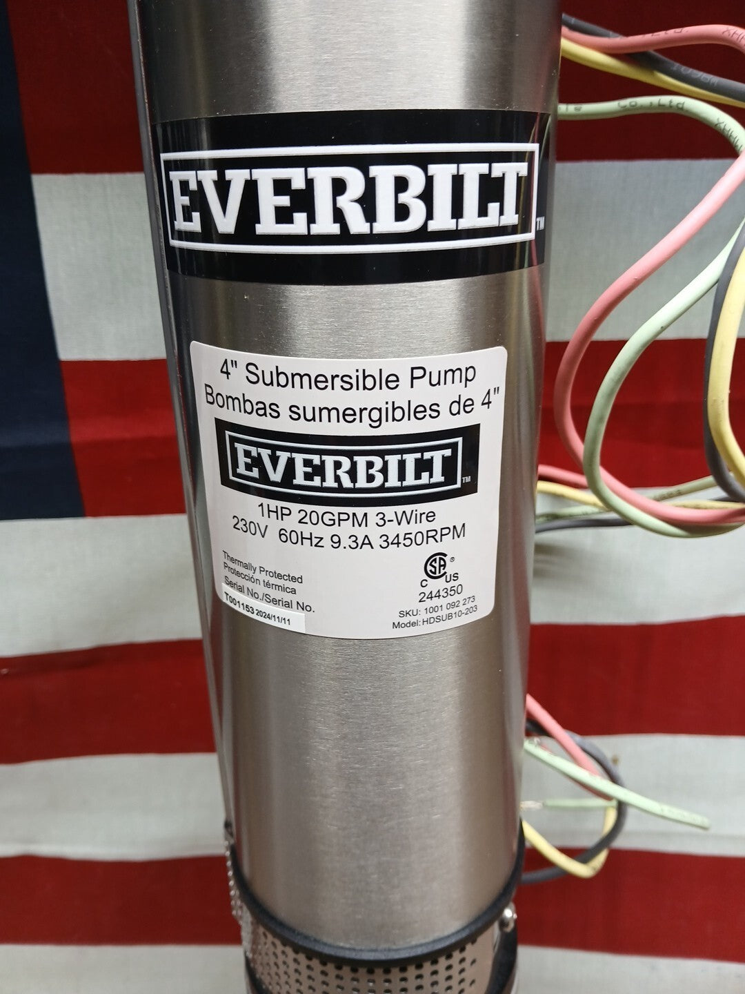 Everbilt 1 HP Submersible 3-Wire Motor 10 GPM Deep Well Potable Water Pump